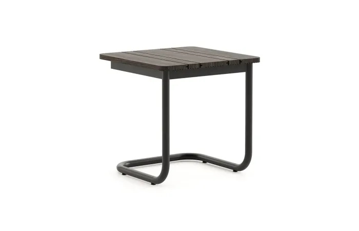 copacabana side table with black texturized steel & bamboo wood structure
