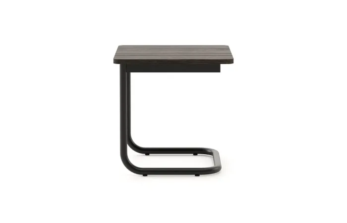 copacabana side table with black texturized steel & bamboo wood 1