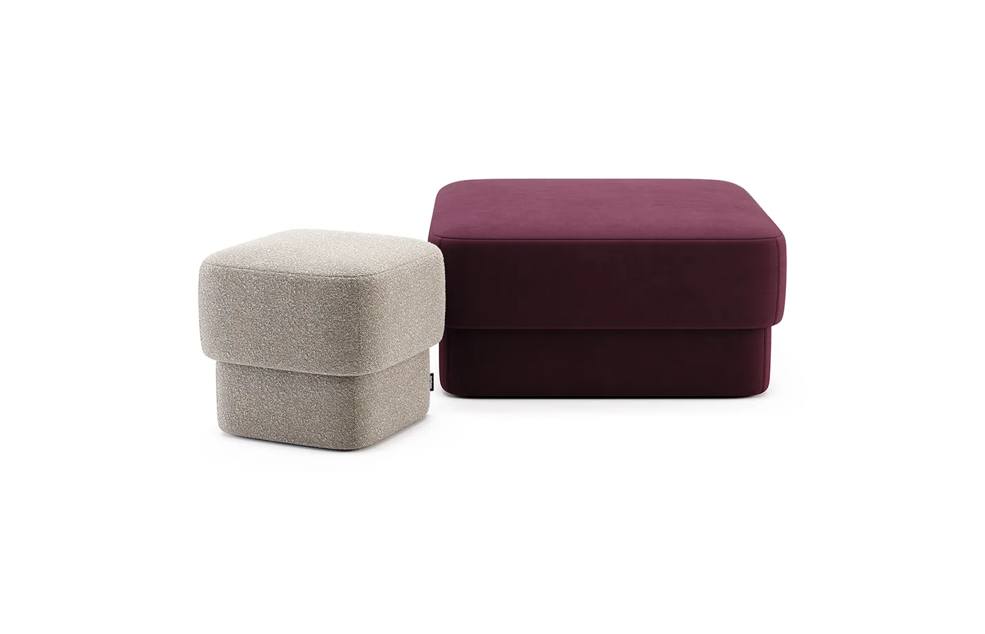 Kate large pouf Aldan 2932 fabric with kate small pouf Columbia Toffee