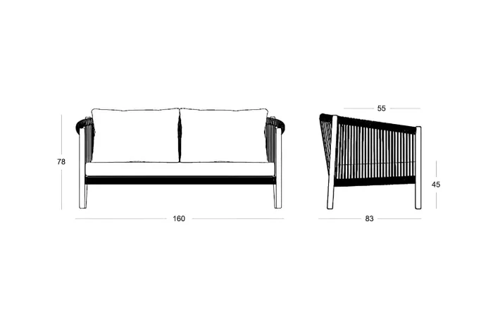 Lento Lounge Sofa 2 Seater Drawing