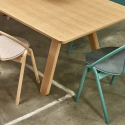 Again Chair with Upholstery Seat with table