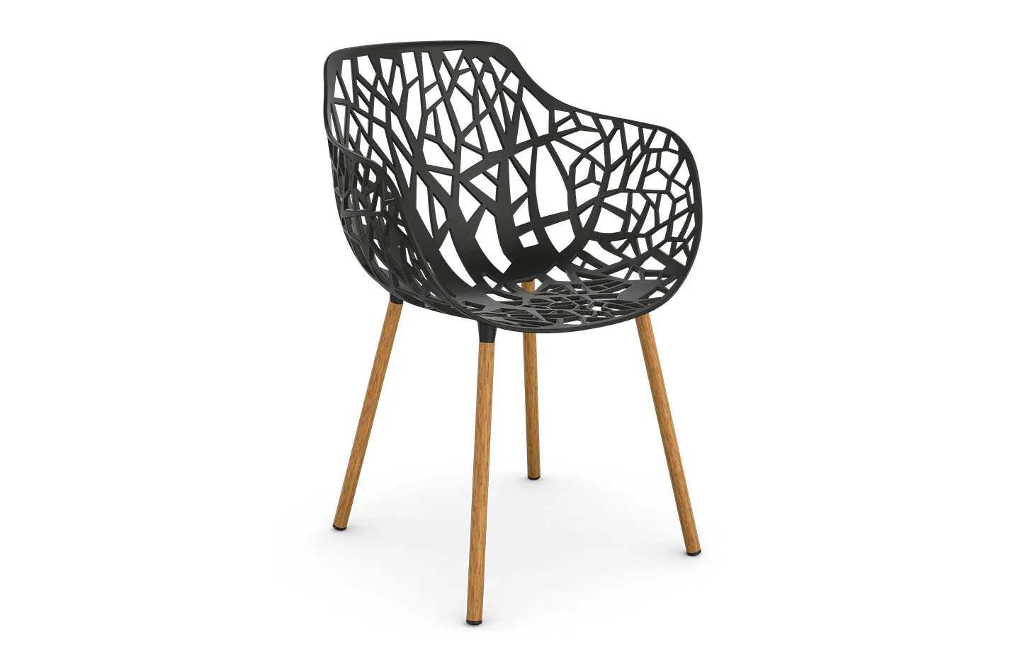Forest Dining Armchair with Legs Covered in Iroko by Fast