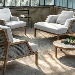 Grand Life Coffee Table Round with Grand Life Armchair and Lounge Armchair