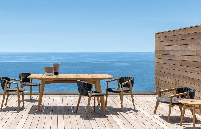 Knit Coffee Table Rectangular and Round with Knit Rope Dining Armchair and Lounge Armchair