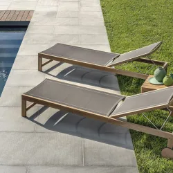 Sand Sunbed Teak and Ethitex ls1