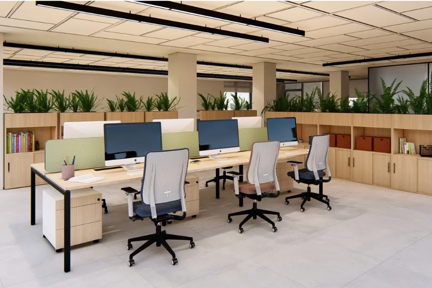 a well-furnished office featuring desks and chairs - office re-engineering